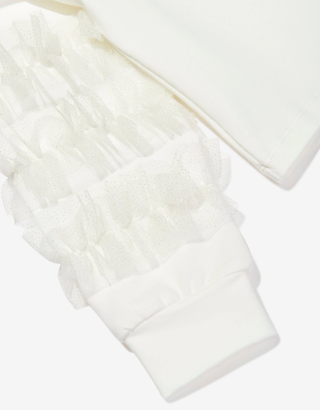 Girls Organza Detailed Sleeve Sweatshirt in White