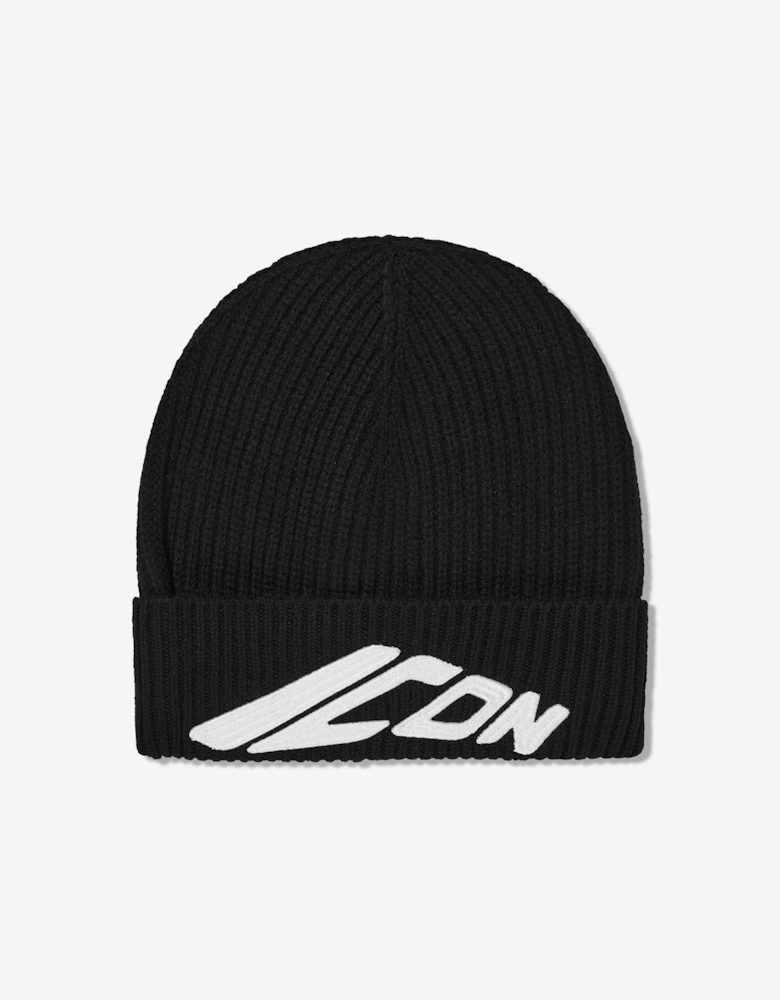 Kids Icon Beanie Hat in Black