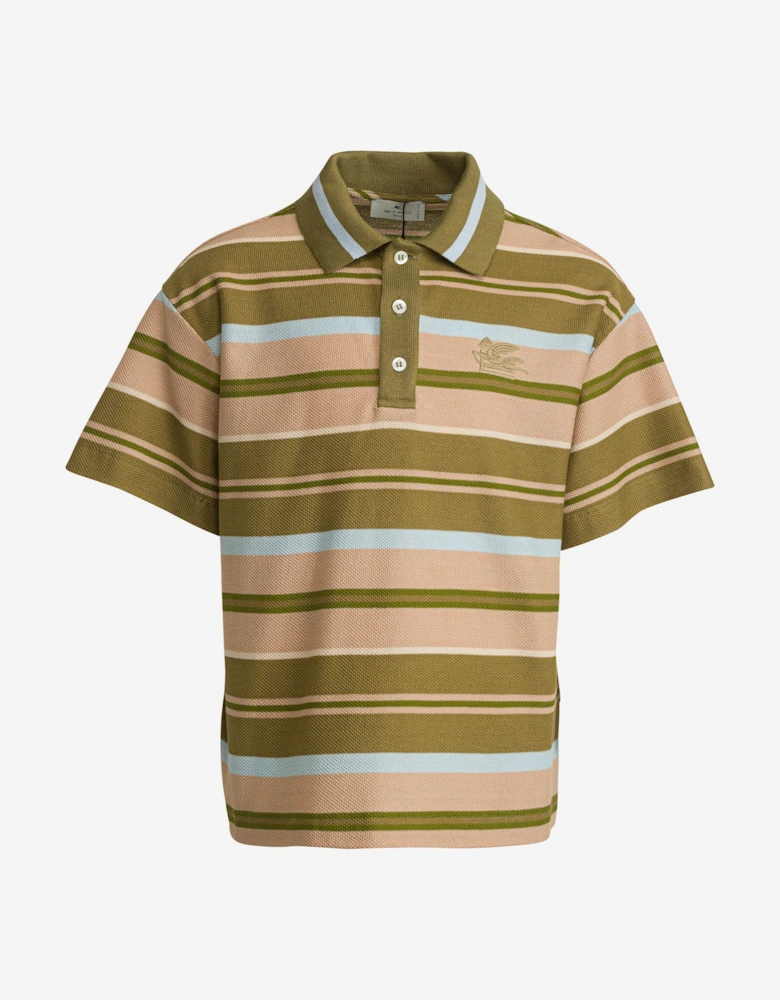 Boys Striped Polo Shirt in Green