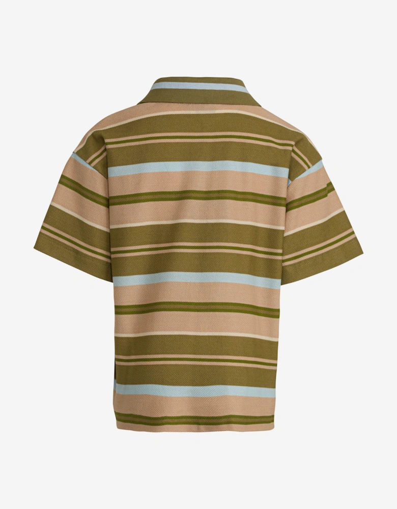 Boys Striped Polo Shirt in Green