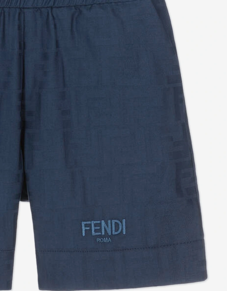 Boys FF Jacquard Shorts in Navy