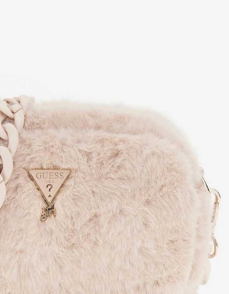 Girls Faux Fur Crossbody Bag in Ivory (22cm)