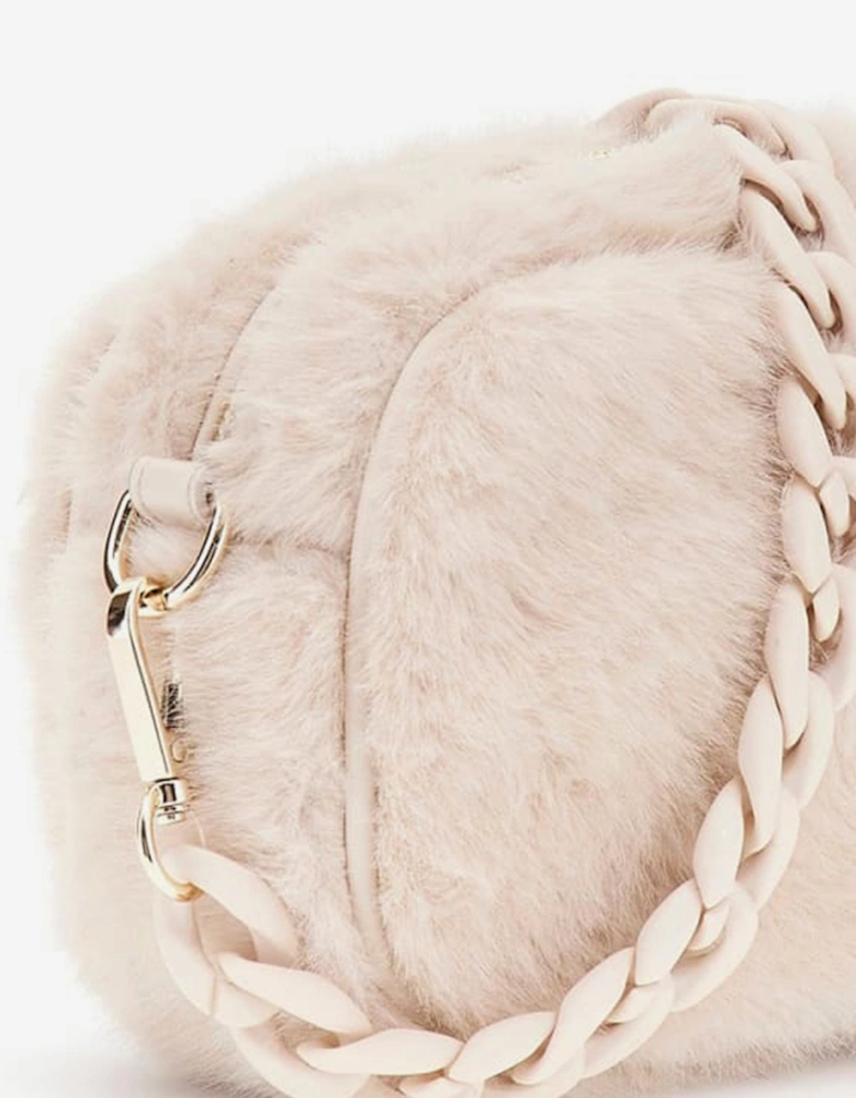 Girls Faux Fur Crossbody Bag in Ivory (22cm)