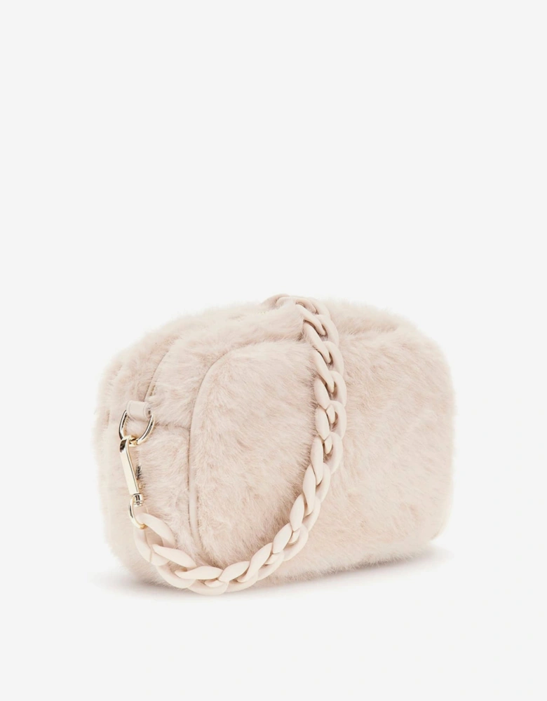 Girls Faux Fur Crossbody Bag in Ivory (22cm)