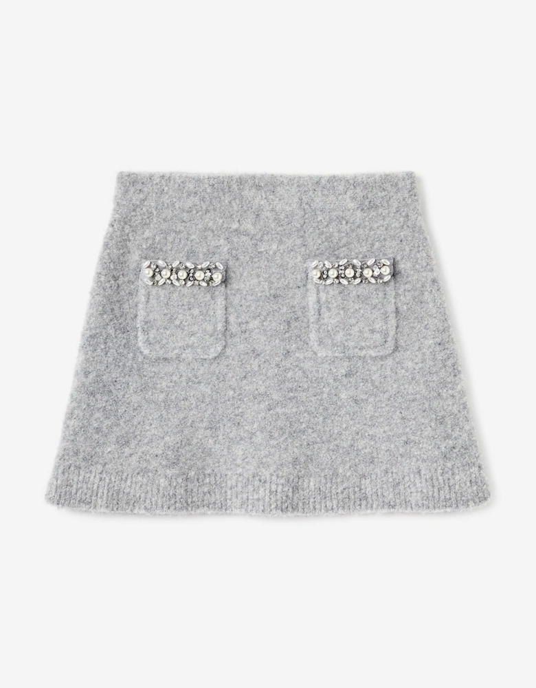 Girls Knitted Skirt in Grey