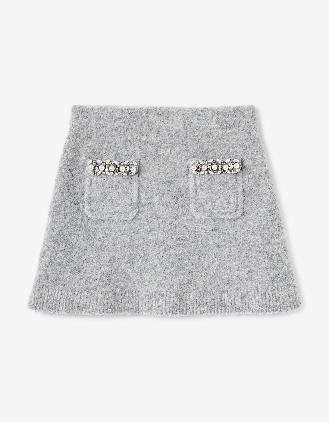 Girl's Self Portrait Girls Knitted Skirt in Grey - Size: 6 years/7 years