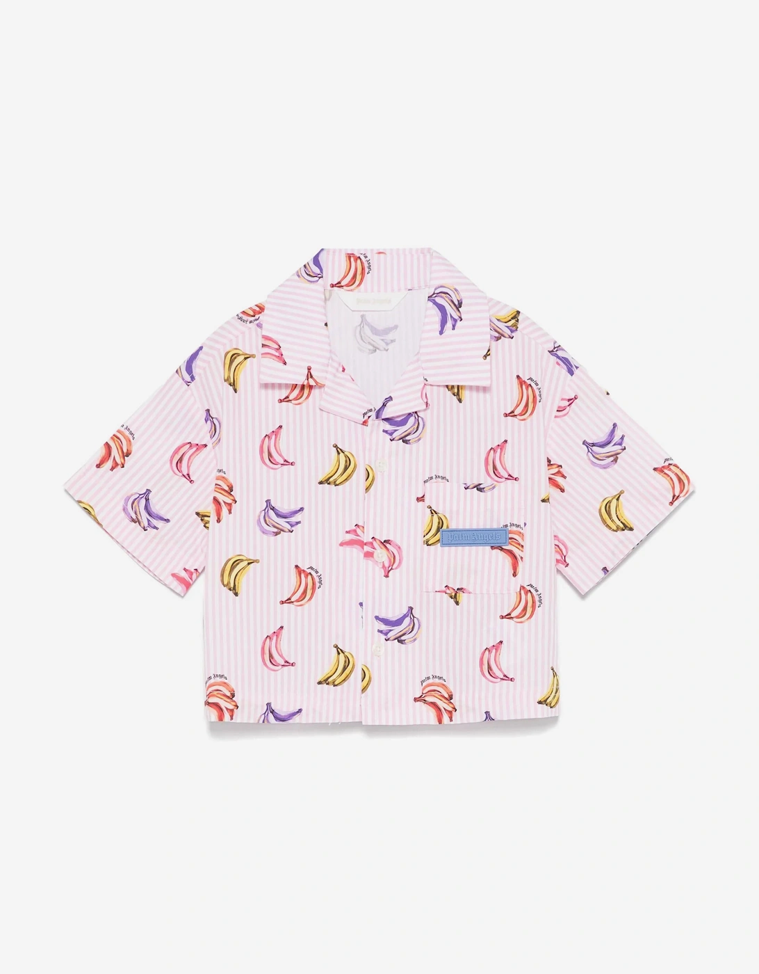 Girls AOP Bananas Cropped Shirt in Pink, 5 of 4