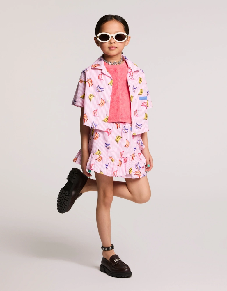 Girls AOP Bananas Mini Skirt in Pink