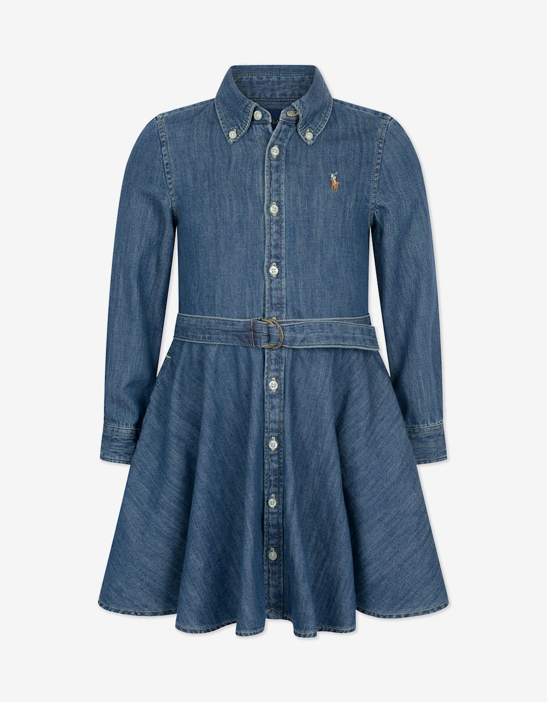 Girls Denim Shirt Dress in Blue, 7 of 6