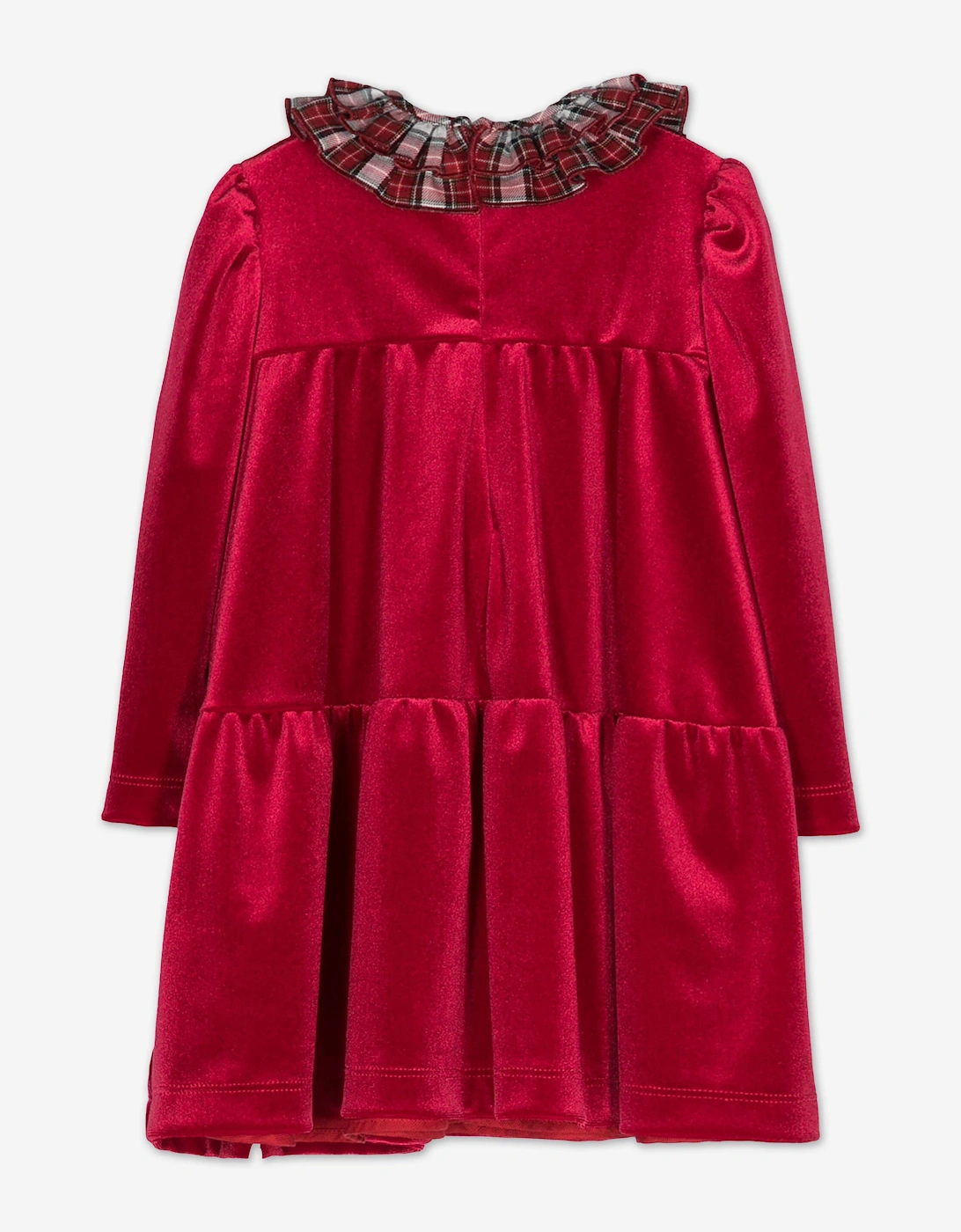 Baby Girls Dress With Tartan Collar in Red