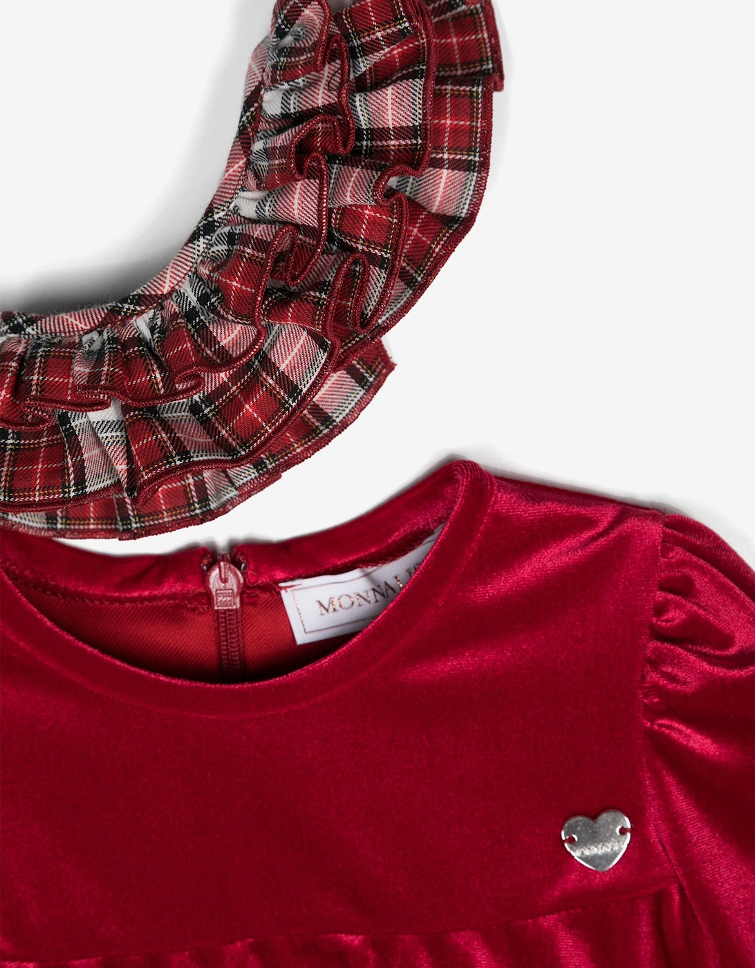 Baby Girls Dress With Tartan Collar in Red