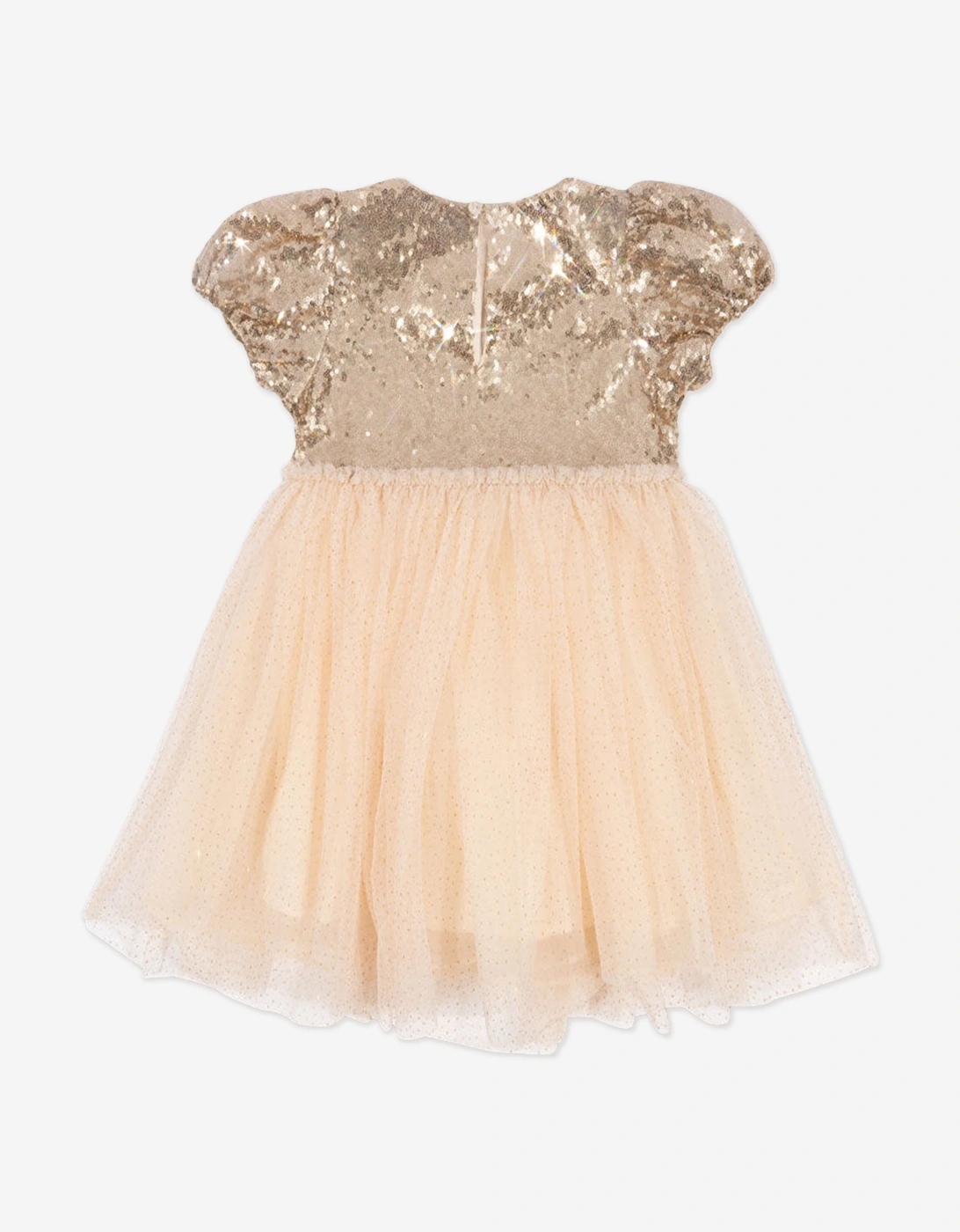 Girls Starla Puff Sleeve Dress in Gold