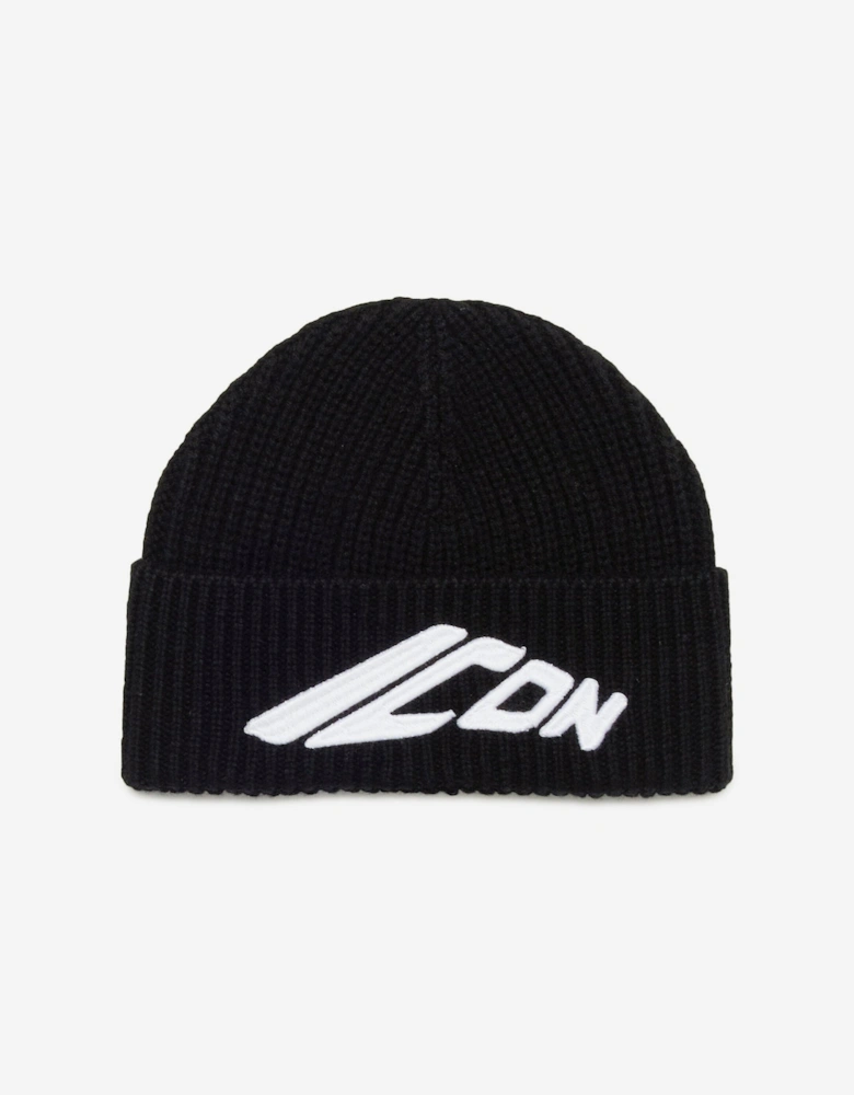 Kids Icon Logo Beanie Hat in Black