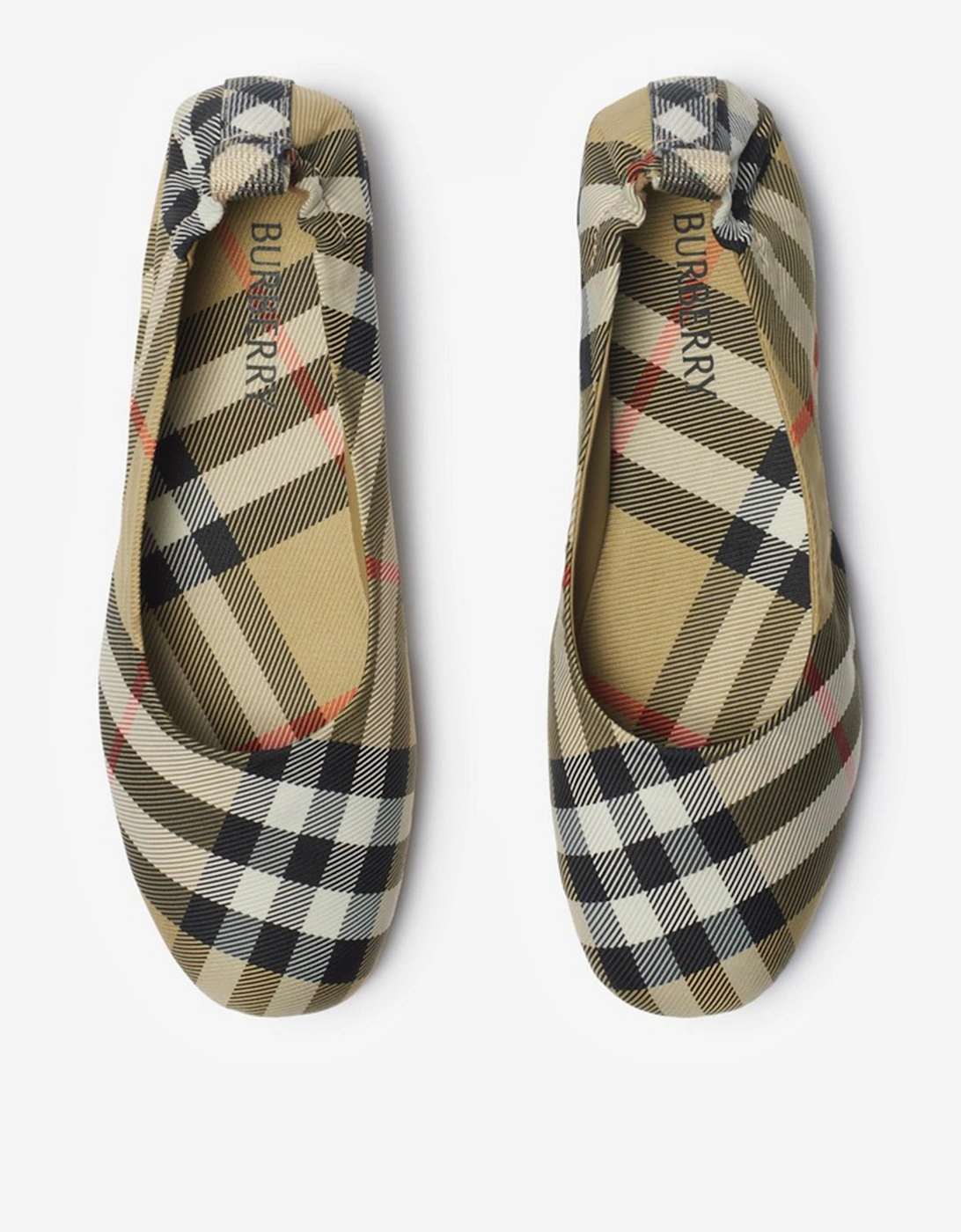 Girls Chaterley Check Ballerinas in Beige