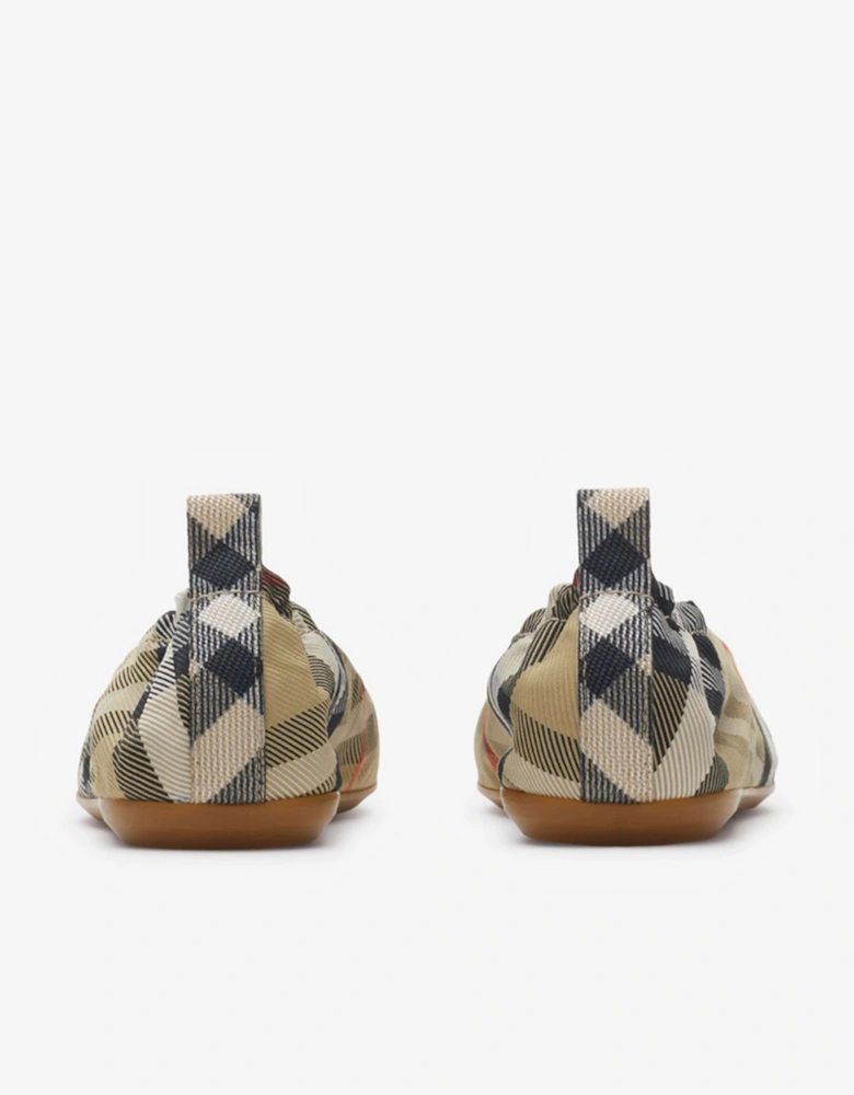 Girls Chaterley Check Ballerinas in Beige