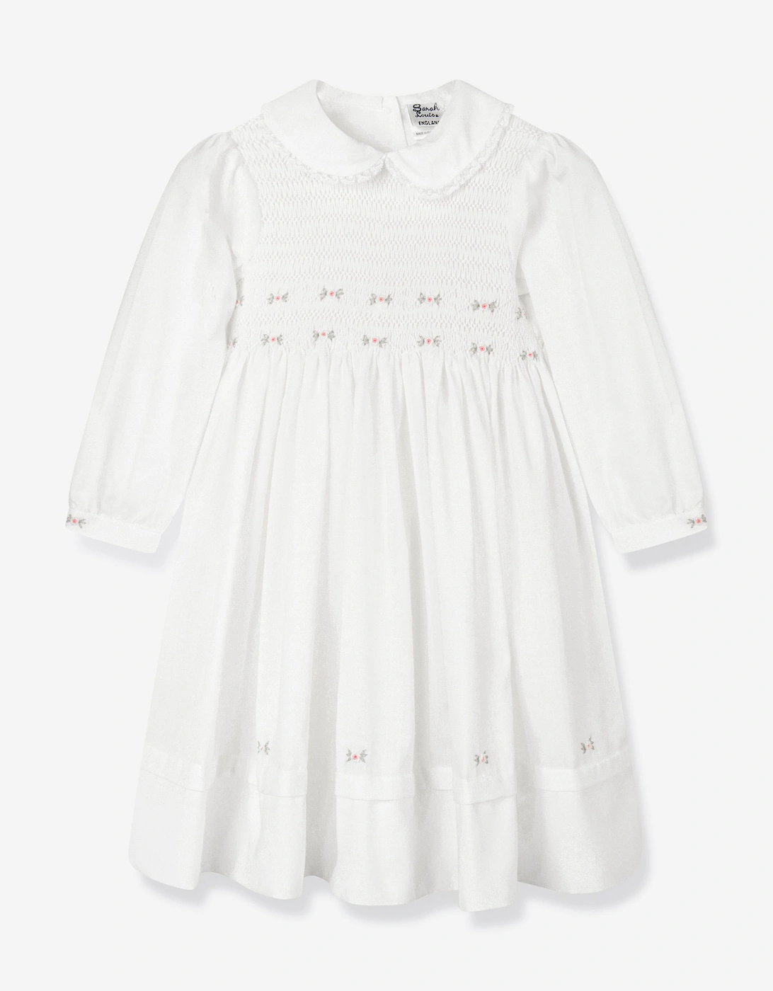 Girls Smocked Embroidered Dress in Ivory, 5 of 4