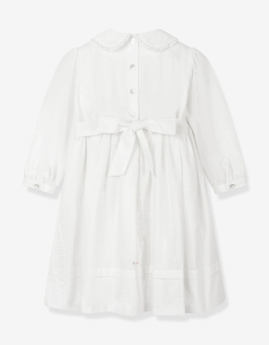 Girls Smocked Embroidered Dress in Ivory