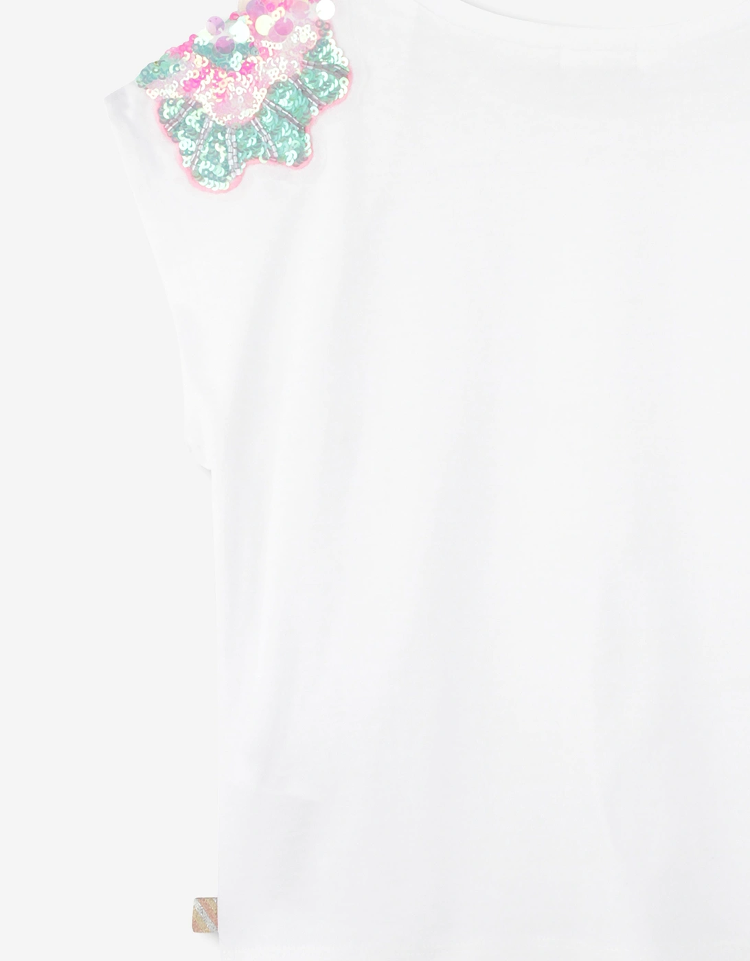 Billieblush Girls Sequin Shoulder T-Shirt in White