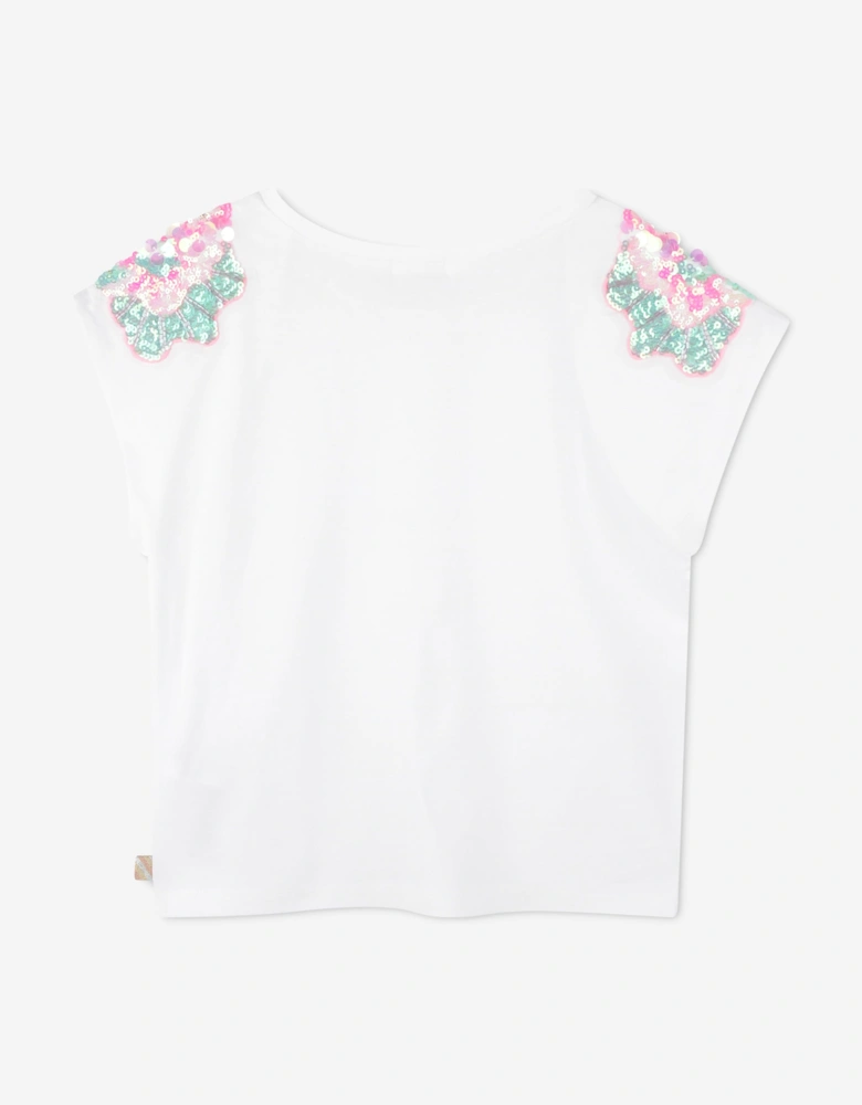 Billieblush Girls Sequin Shoulder T-Shirt in White