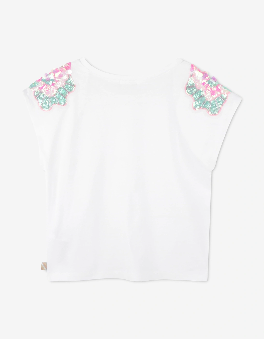 Billieblush Girls Sequin Shoulder T-Shirt in White