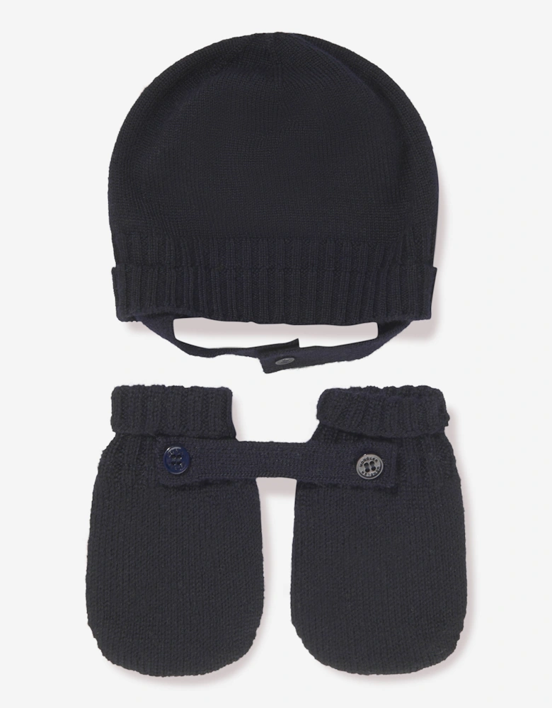Enfant Baby Hat And Mittens Set in Navy