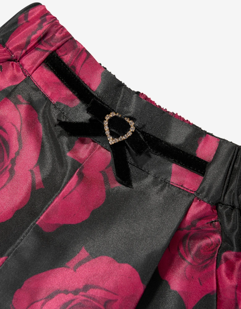 BCBGMAXAZRIA Girls Digital Print Rose Shorts in Black