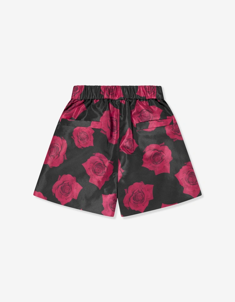 BCBGMAXAZRIA Girls Digital Print Rose Shorts in Black