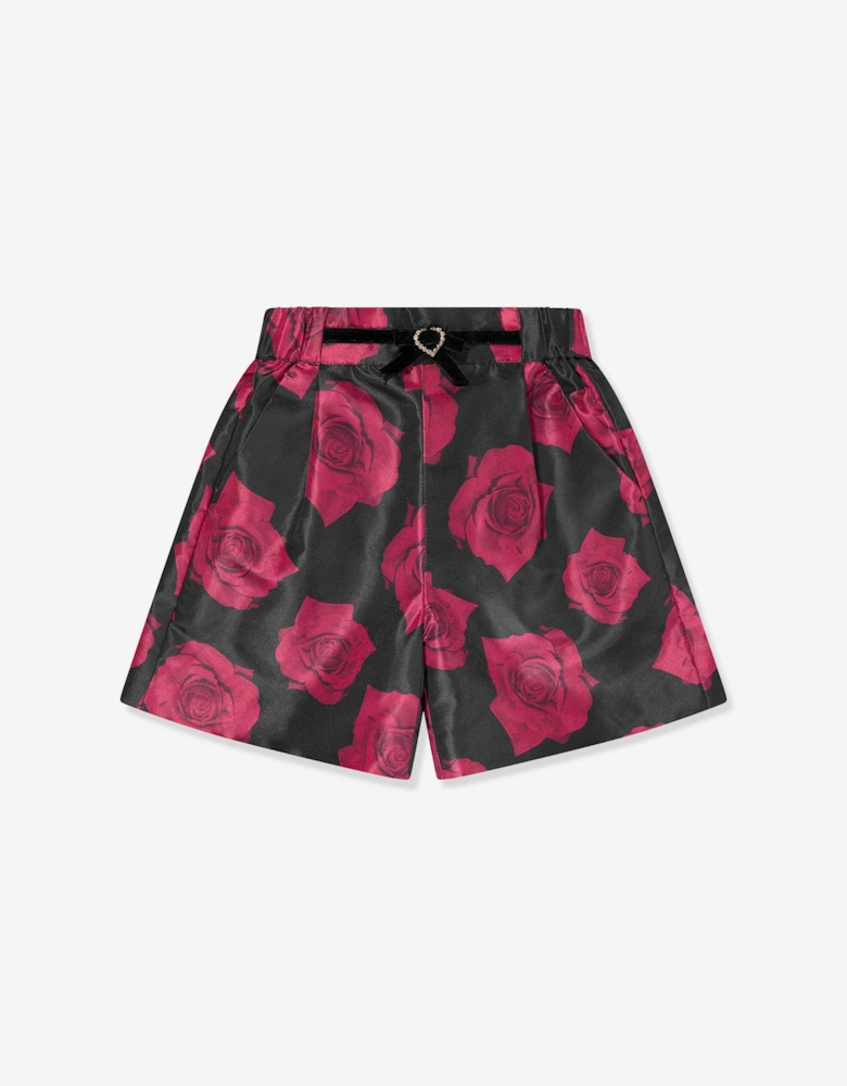 BCBGMAXAZRIA Girls Digital Print Rose Shorts in Black