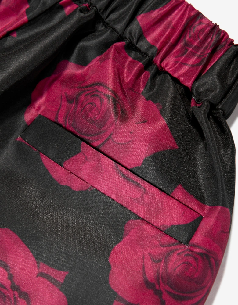 BCBGMAXAZRIA Girls Digital Print Rose Shorts in Black