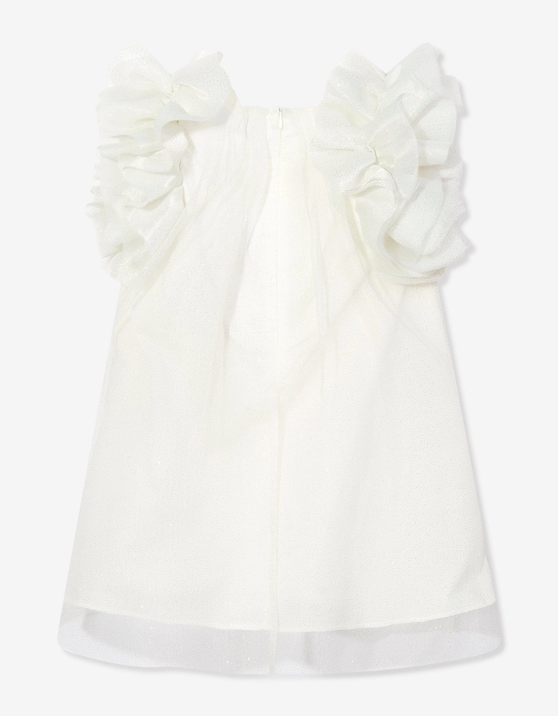 Girls Puffy Sleeves Tulle Dress in White