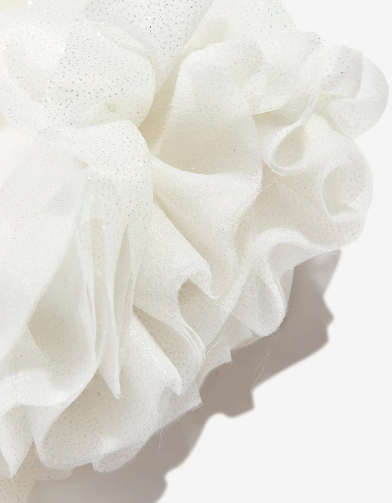 Girls Puffy Sleeves Tulle Dress in White