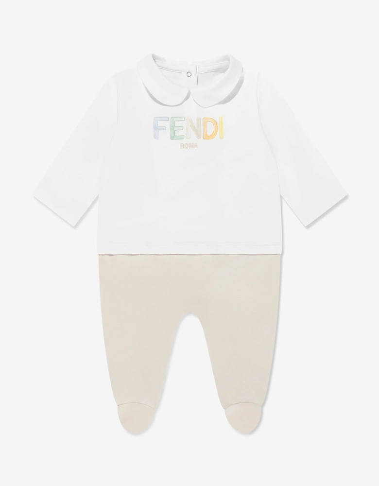 Baby Logo Babygrow Set in Beige