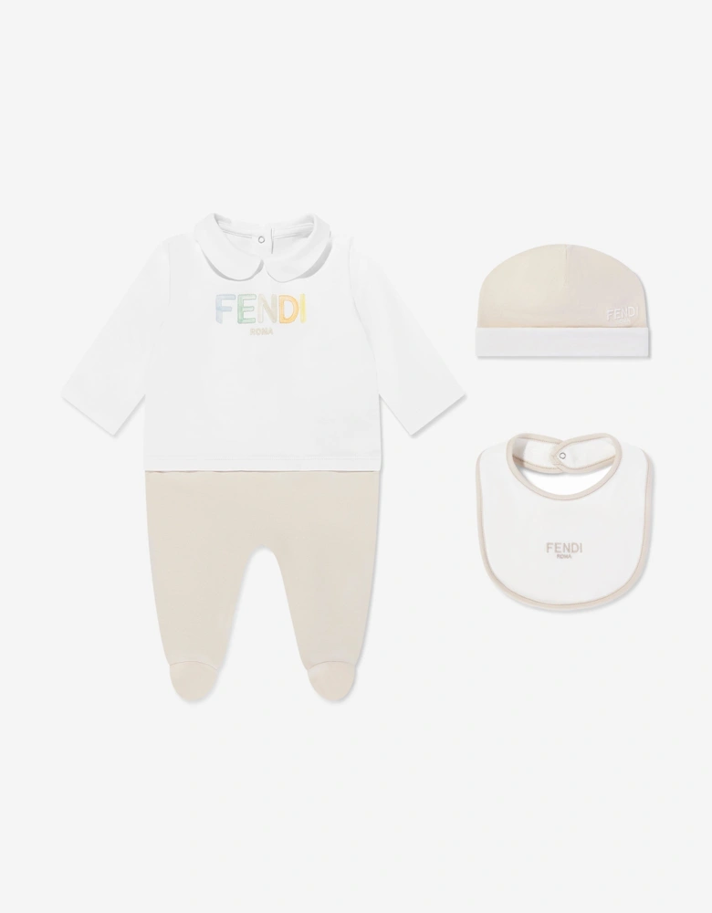 Baby Logo Babygrow Set in Beige
