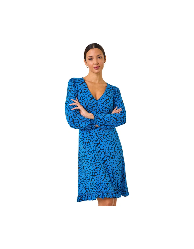 Abstract V-Neck Short Dress