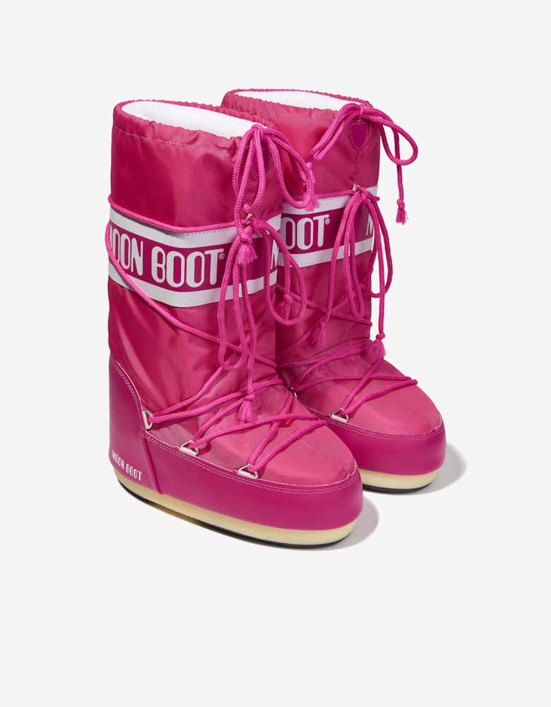 Moon Boot Girls Icon Nylon Snow Boots in Pink