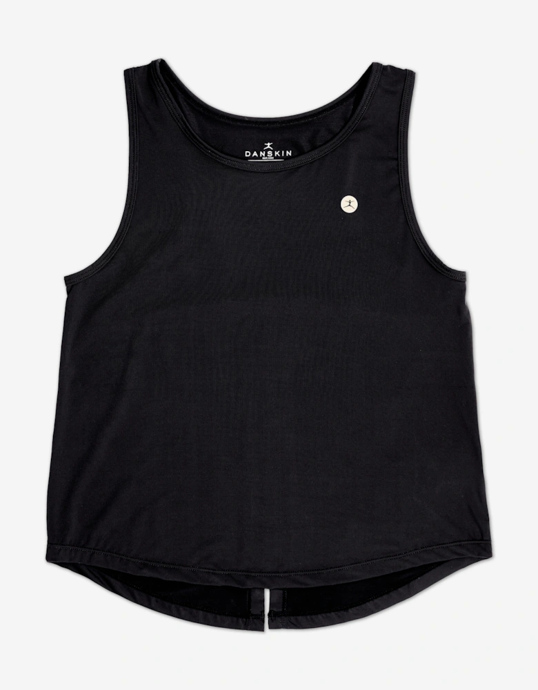 Girls Split Back Vest Top in Black