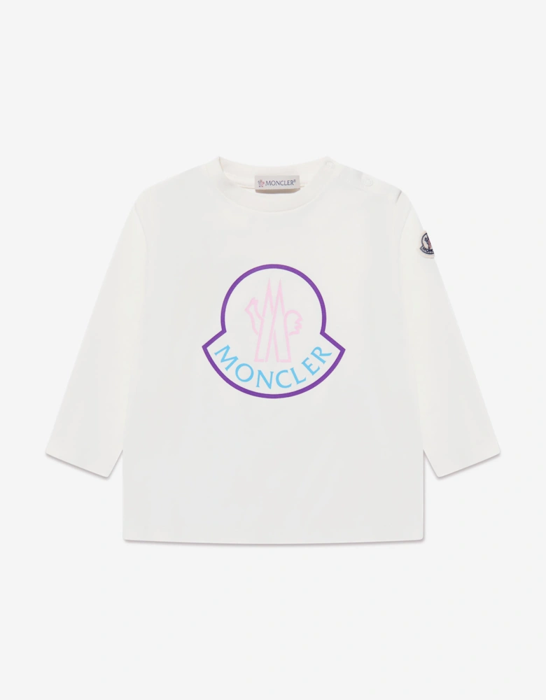 Enfant Baby Girls Long Sleeve Logo T-Shirt in Ivory