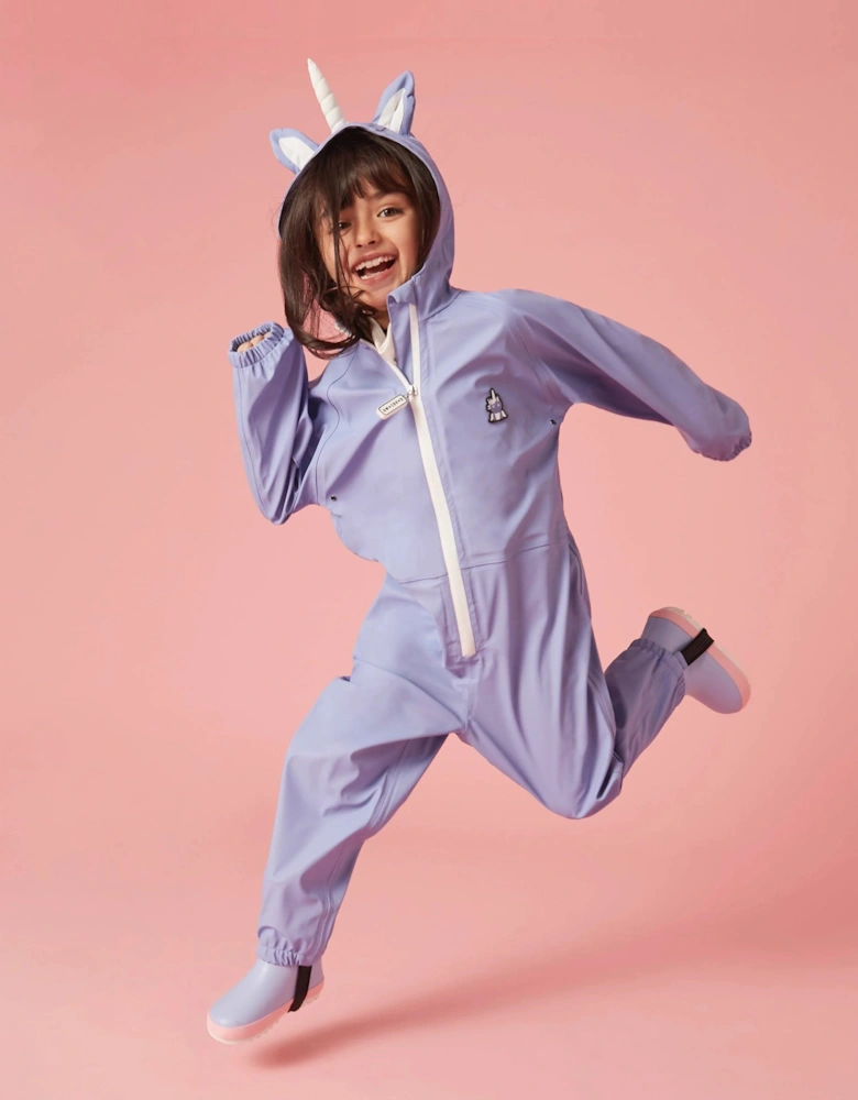 Girls Sparkle The Unicorn Puddlesuit in Purple