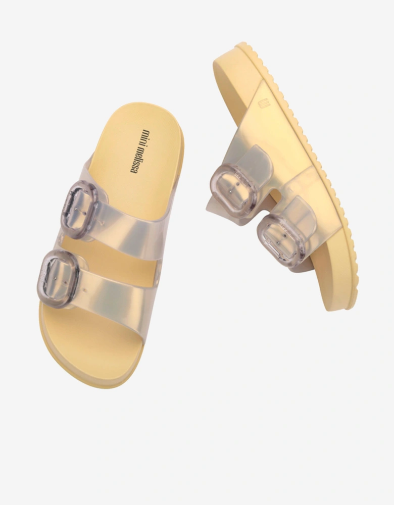 Girls Cozy Slide Sandals in Gold