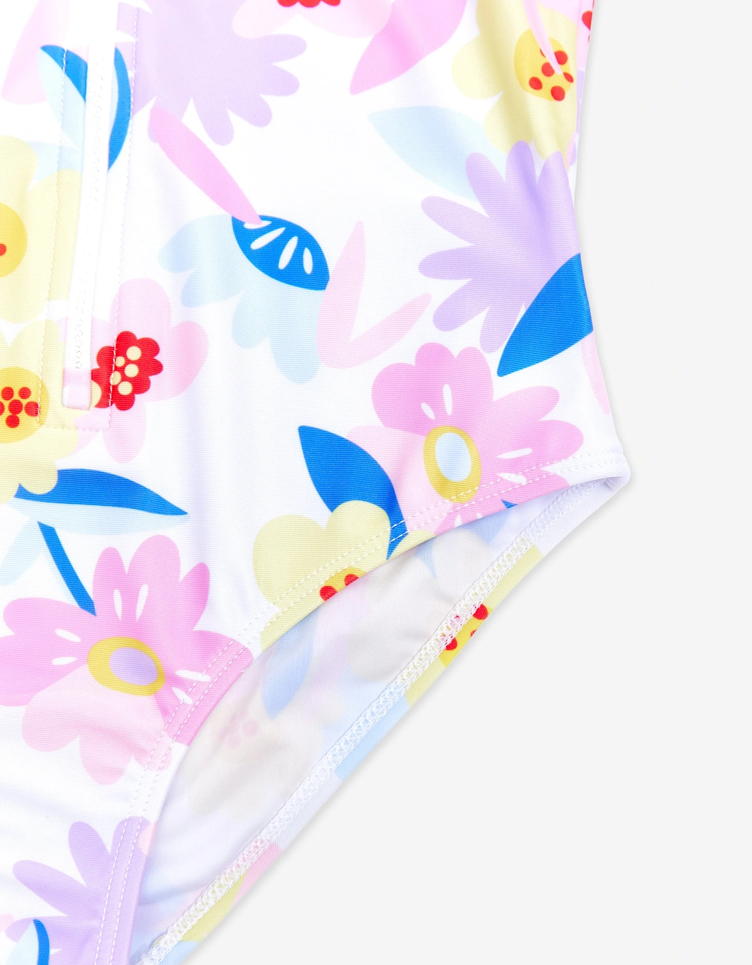 Girls Flower Swimsuit in White (UPF50+)