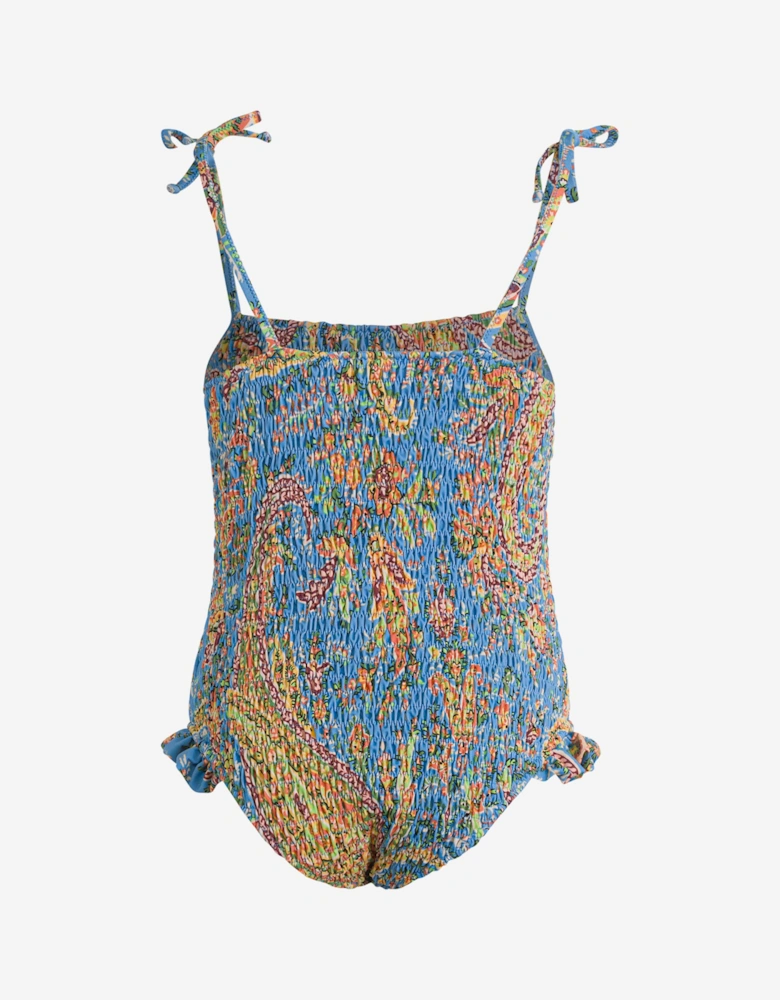 Girls Floral Paisley Swimsuit in Blue