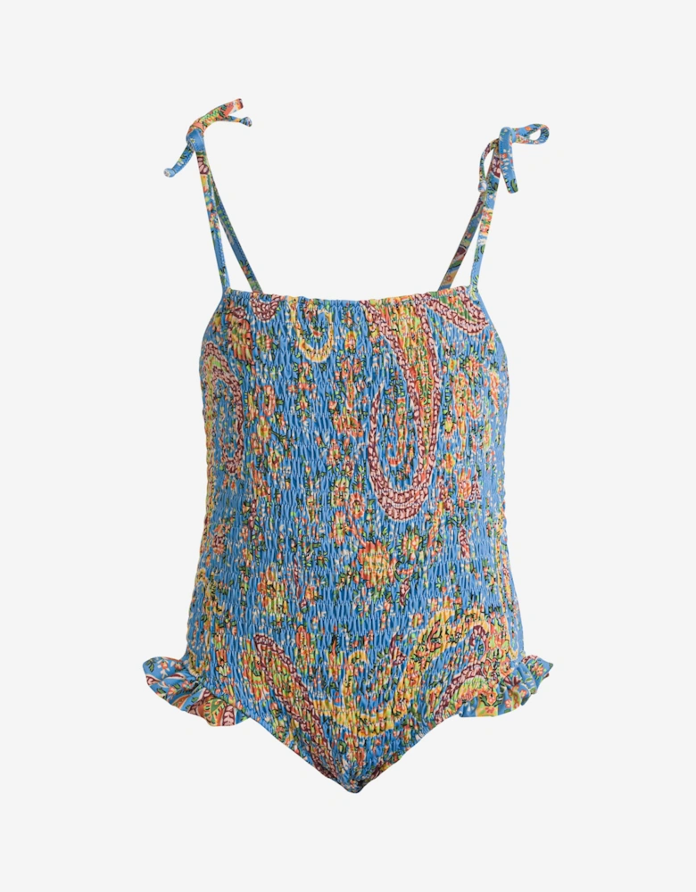 Girls Floral Paisley Swimsuit in Blue