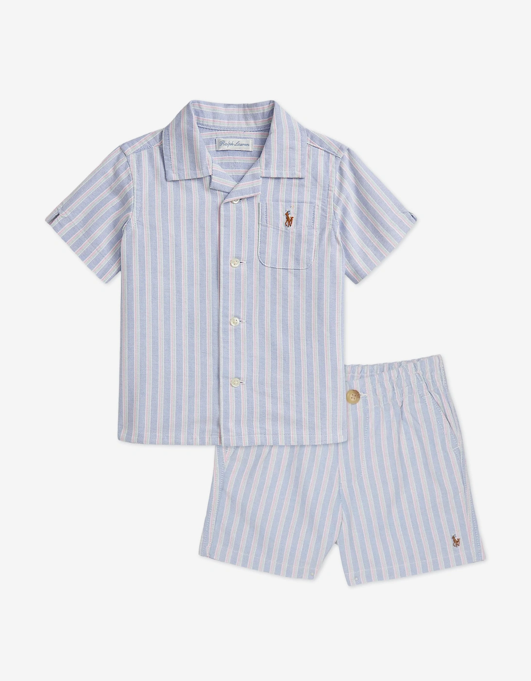 Baby Boys Oxford Shirt and Shorts Set in Blue, 5 of 4