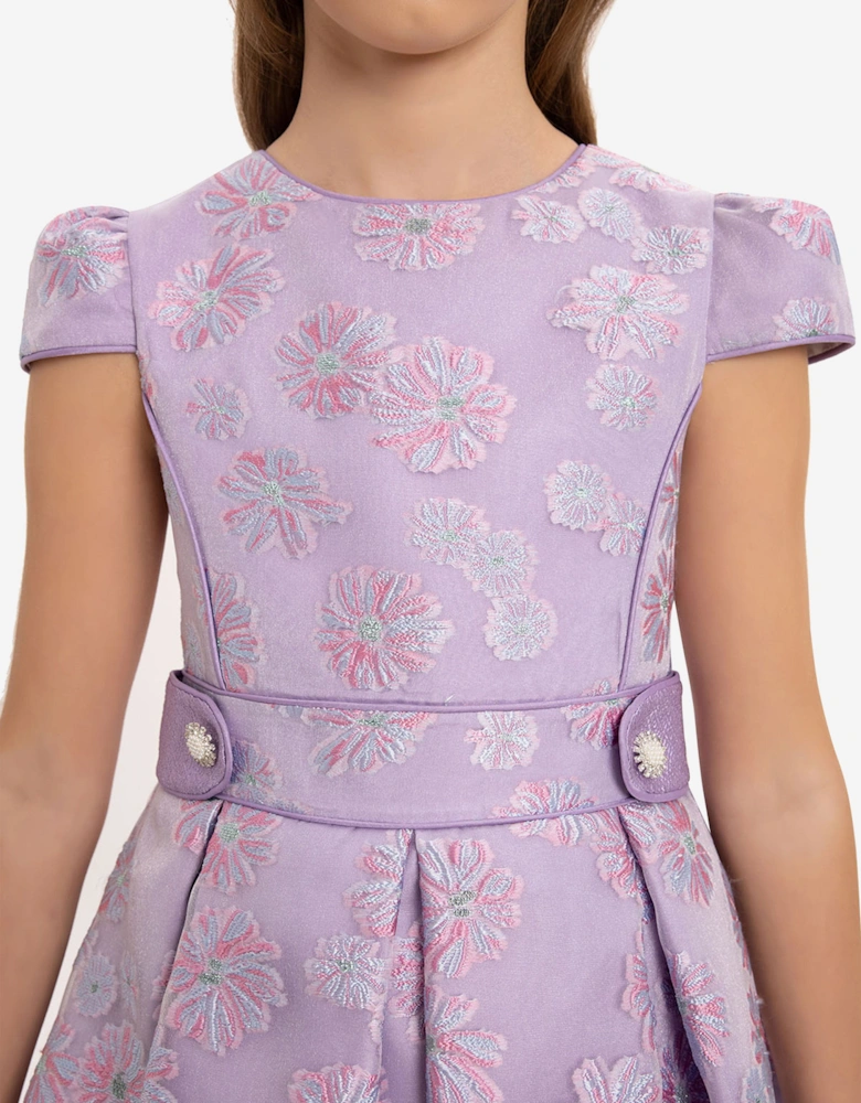 Girls Stylish Dress with Matching Bag in Purple
