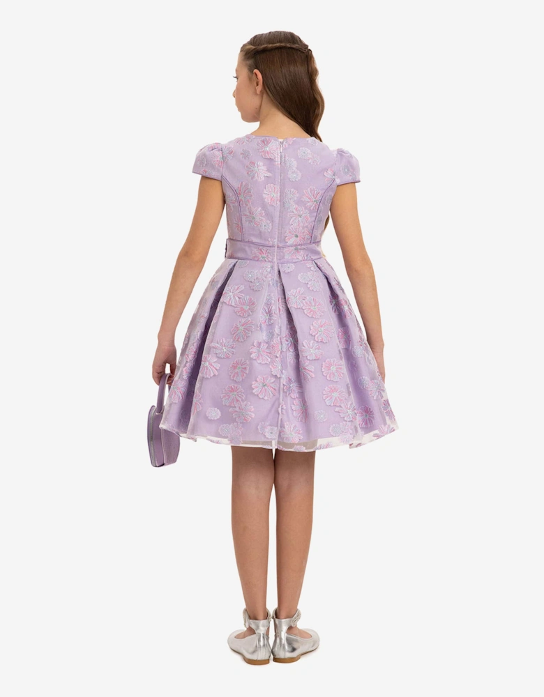 Girls Stylish Dress with Matching Bag in Purple