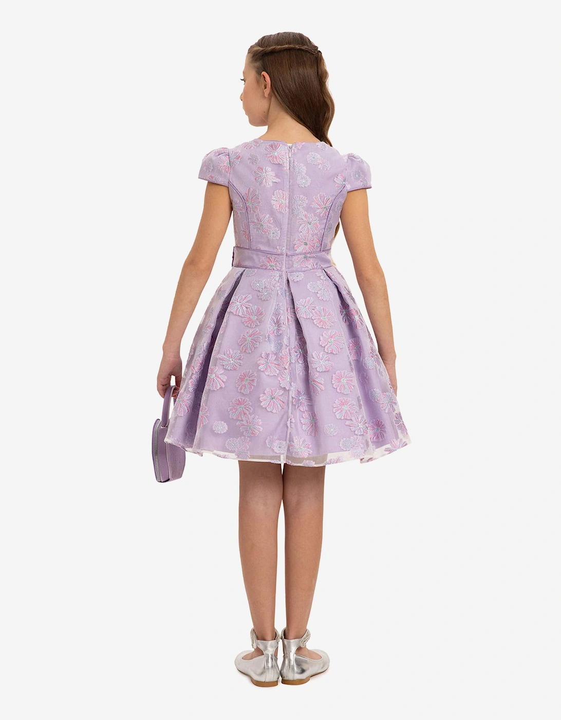 Girls Stylish Dress with Matching Bag in Purple