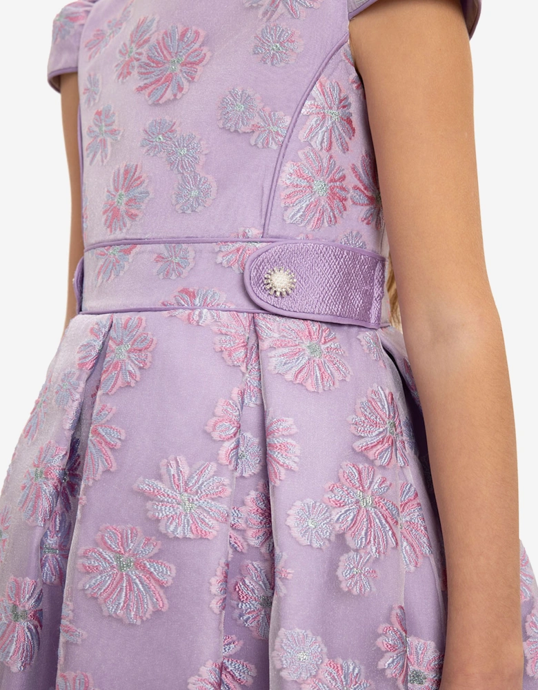 Girls Stylish Dress with Matching Bag in Purple