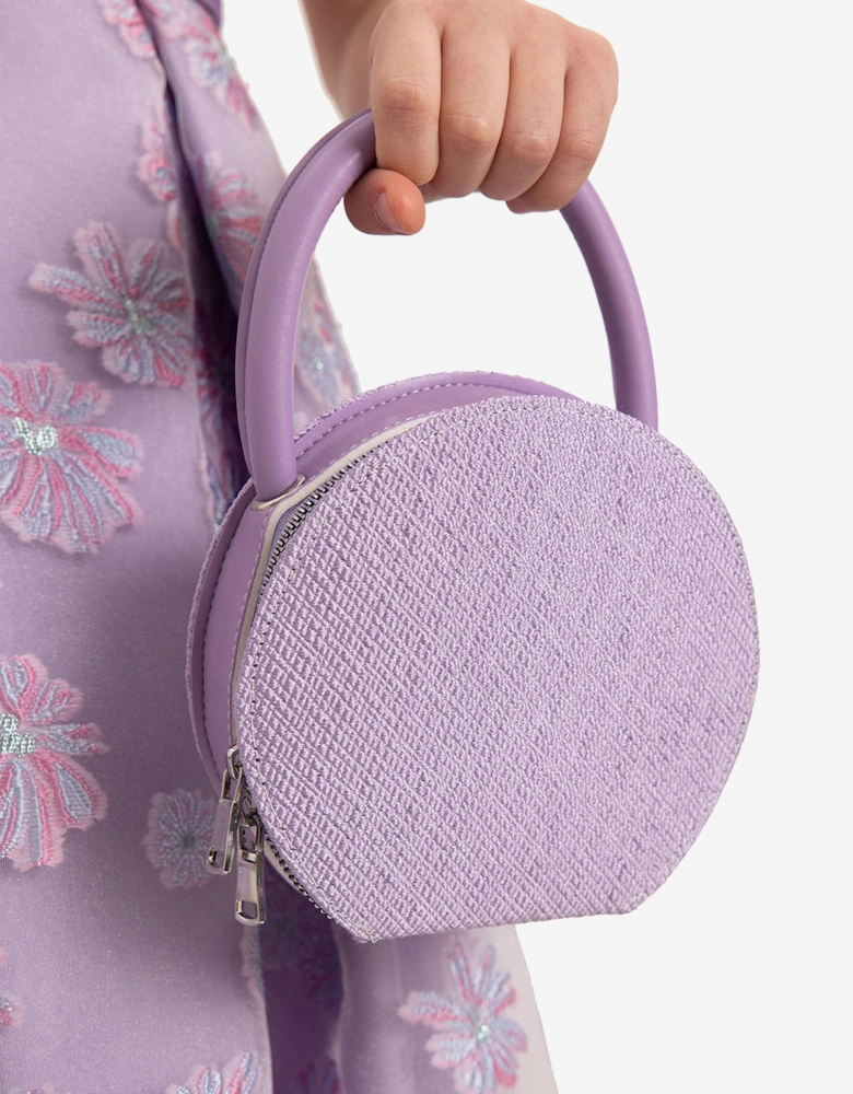 Girls Stylish Dress with Matching Bag in Purple