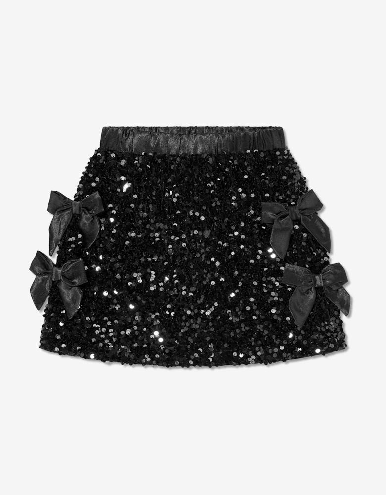 BCBGMAXAZRIA Girls Sequin Velvet Skirt in Black
