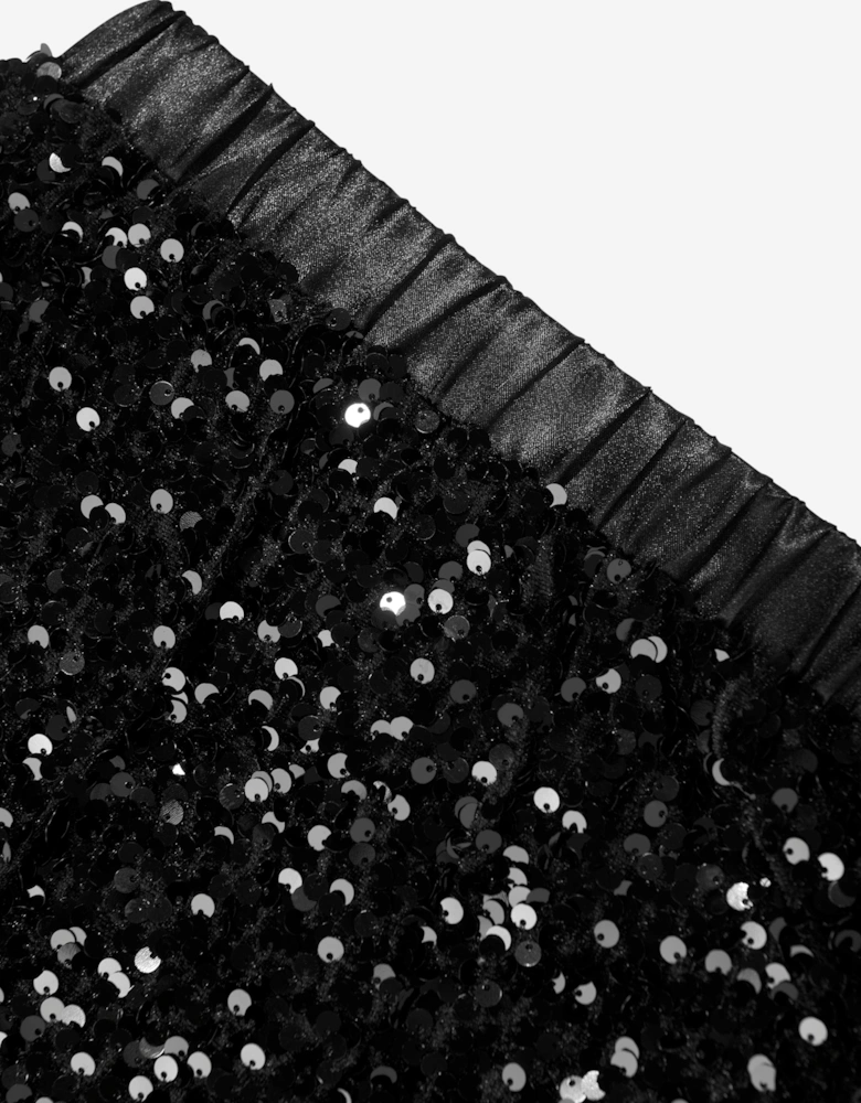 BCBGMAXAZRIA Girls Sequin Velvet Skirt in Black